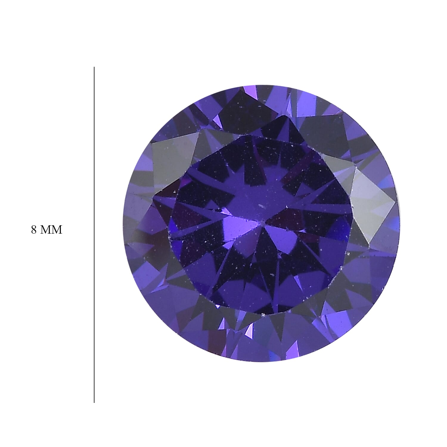 Blue Cubic Zirconia Round 8 mm Gemstone, 3.30 Ct