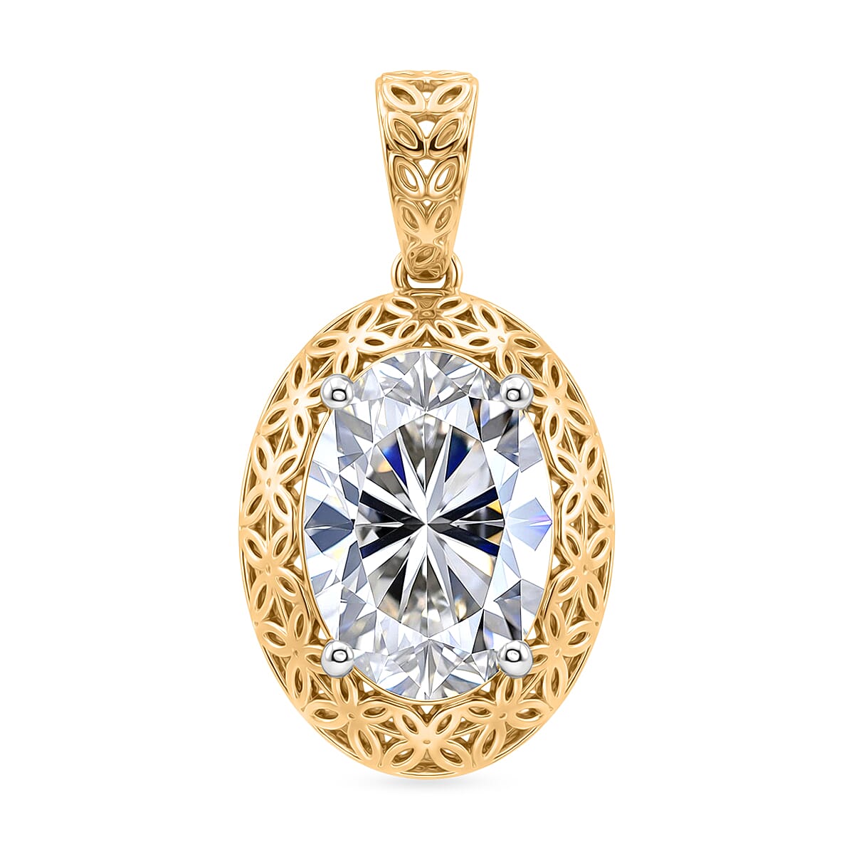 Luxuriant 18K Yellow Gold IGI Certified VS-E-F Lab Grown Diamond  Oval Cut Solitaire Pendant 2.00 Ct.
