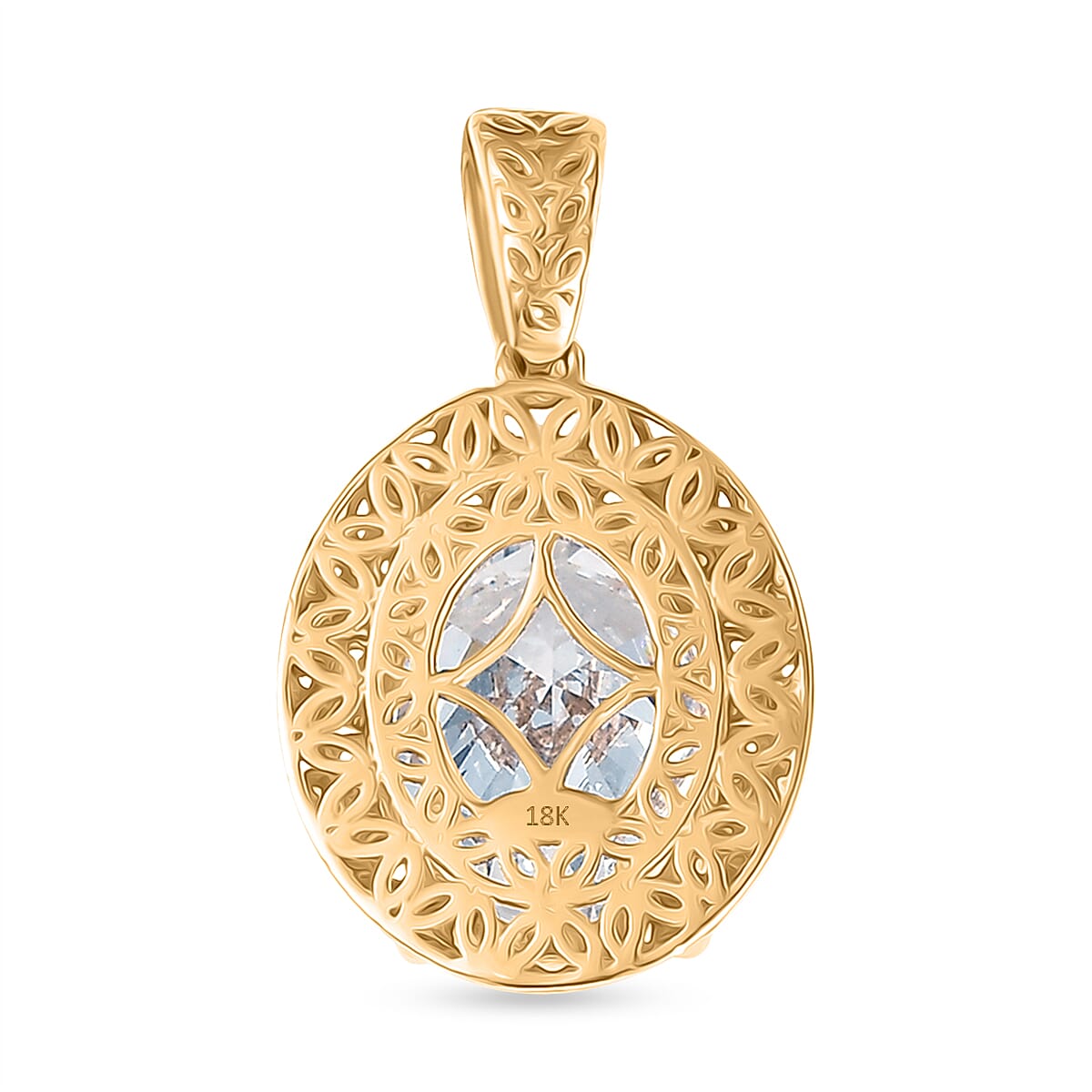 Luxuriant 18K Yellow Gold IGI Certified VS-E-F Lab Grown Diamond  Oval Cut Solitaire Pendant 2.00 Ct.