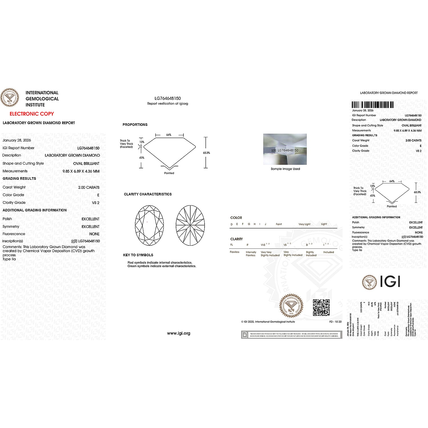 Luxuriant 18K Yellow Gold IGI Certified VS-E-F Lab Grown Diamond  Oval Cut Solitaire Pendant 2.00 Ct.