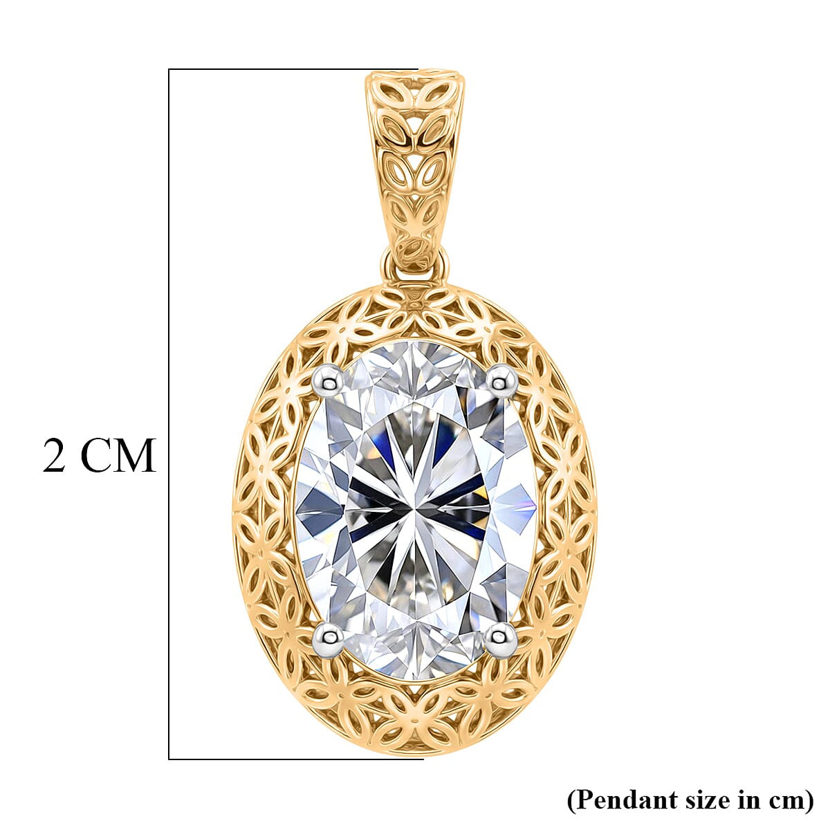 Luxuriant 18K Yellow Gold IGI Certified VS-E-F Lab Grown Diamond  Oval Cut Solitaire Pendant 2.00 Ct.