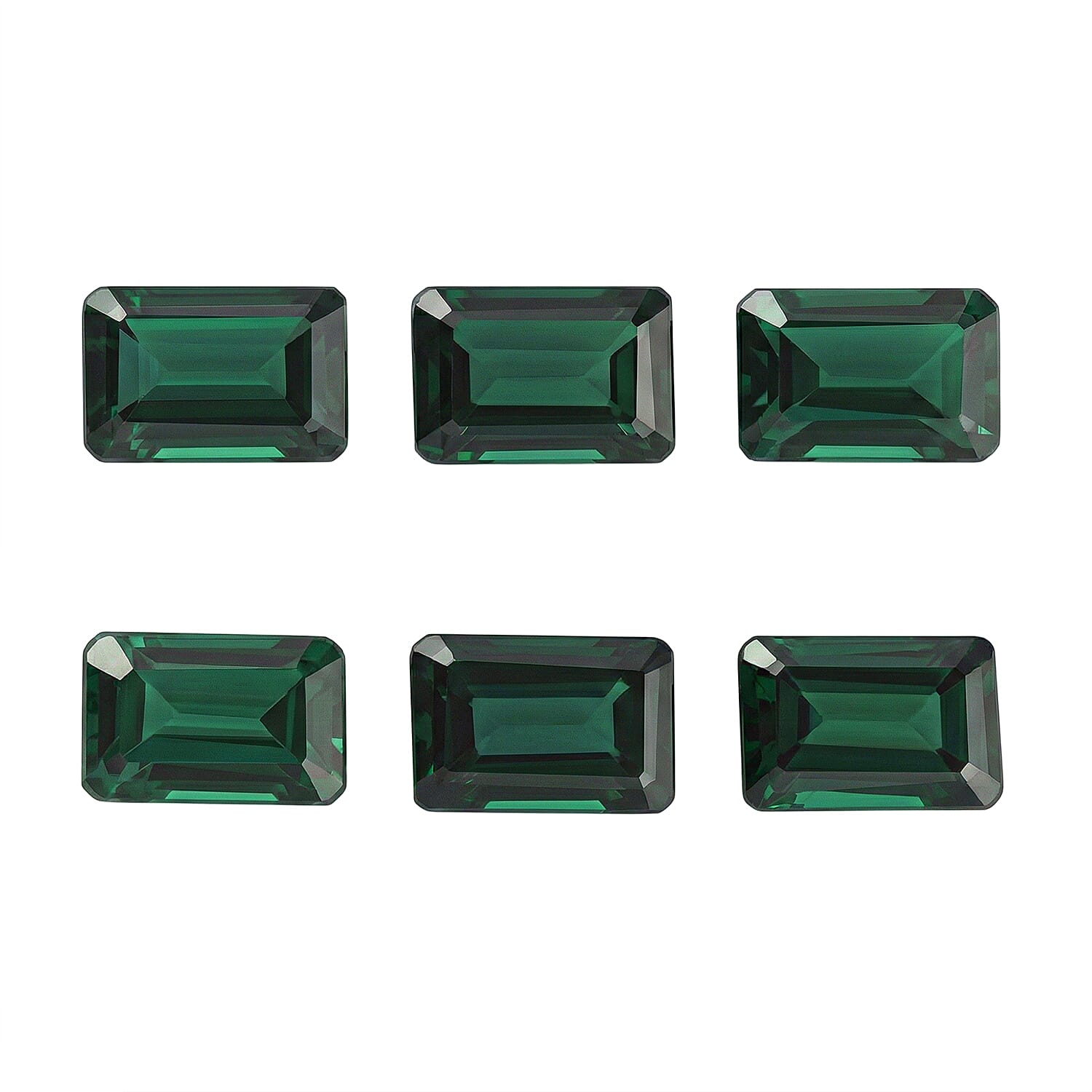Set Of 6 Green Cubic Zirconia Octagon 6X4 mm Gemstone, 6.68 Ct