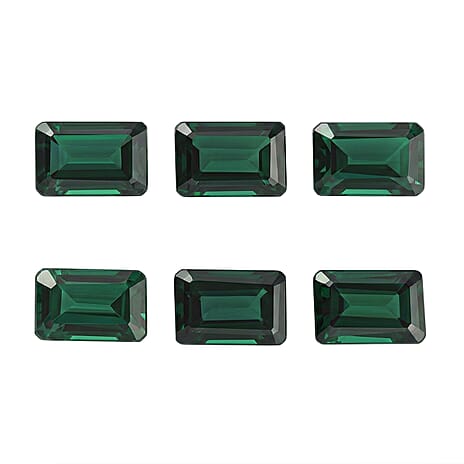 Set Of 6 Green Cubic Zirconia Octagon 6X4 mm Gemstone, 6.68 Ct
