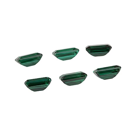 Set Of 6 Green Cubic Zirconia Octagon 6X4 mm Gemstone, 6.68 Ct