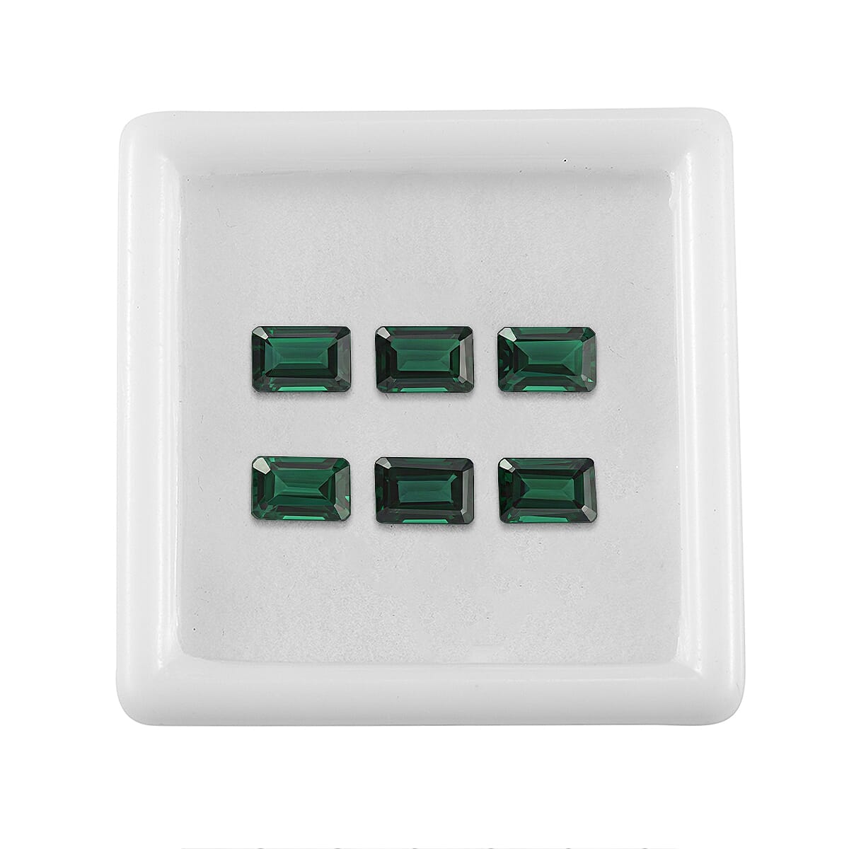 Set Of 6 Green Cubic Zirconia Octagon 6X4 mm Gemstone, 6.68 Ct