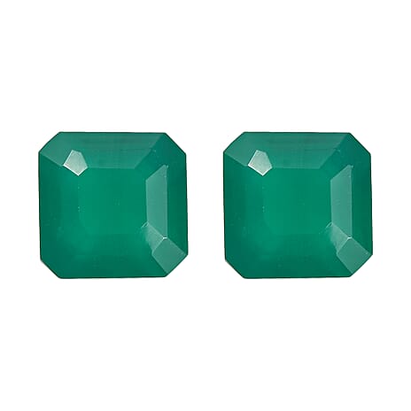 Set Of 2 Green Onyx Octagon 7X7 mm Gemstone, 3.76 Ct