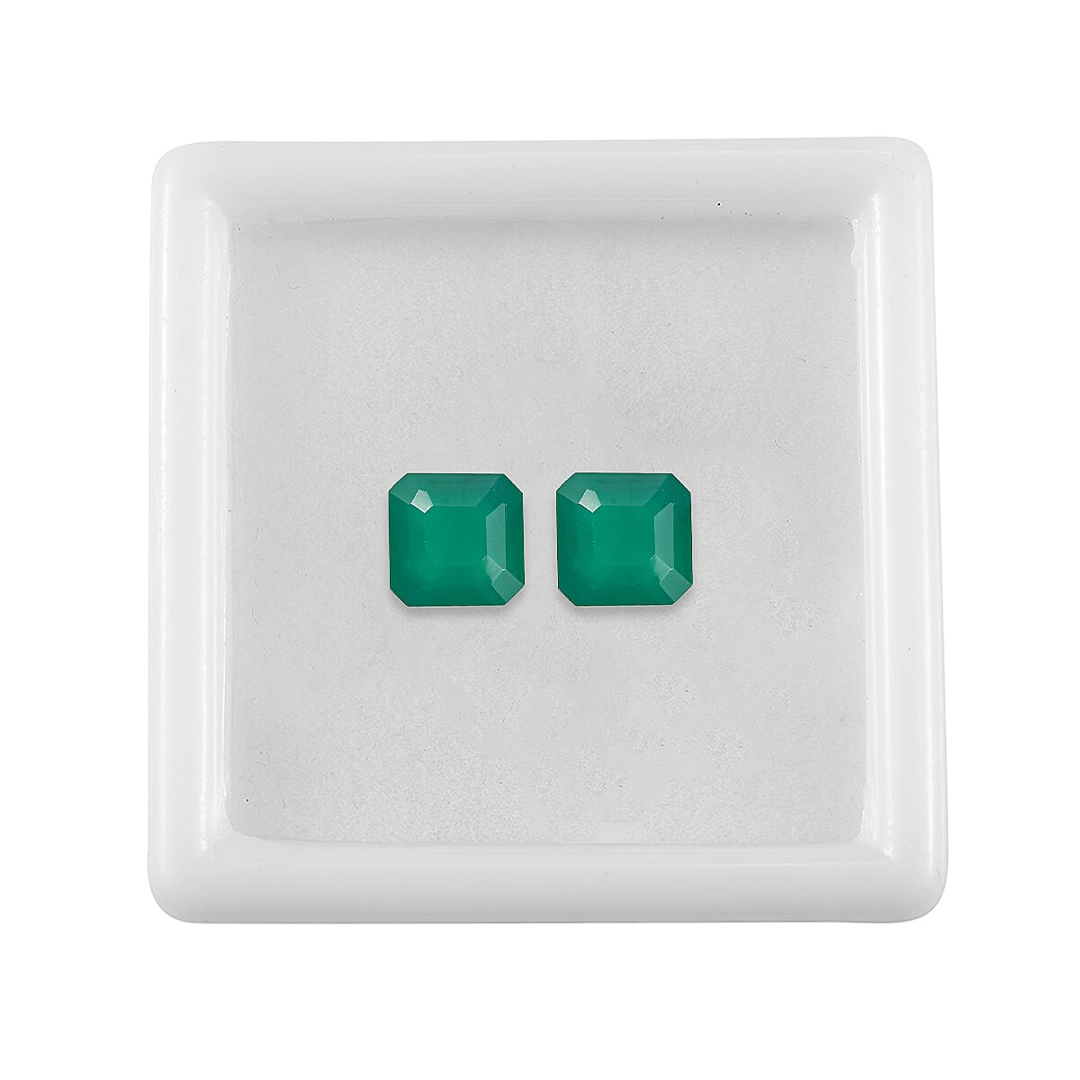 Set Of 2 Green Onyx Octagon 7X7 mm Gemstone, 3.76 Ct