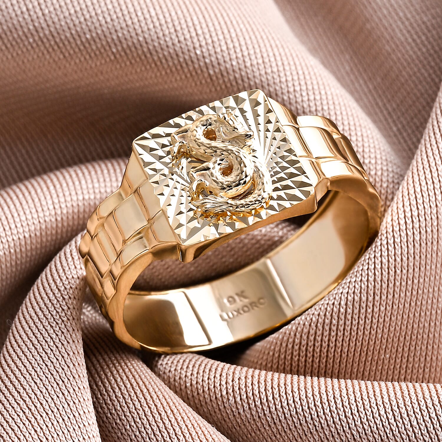 Gold Legacy Collection - 9K Yellow Gold Dragon Signet Ring
