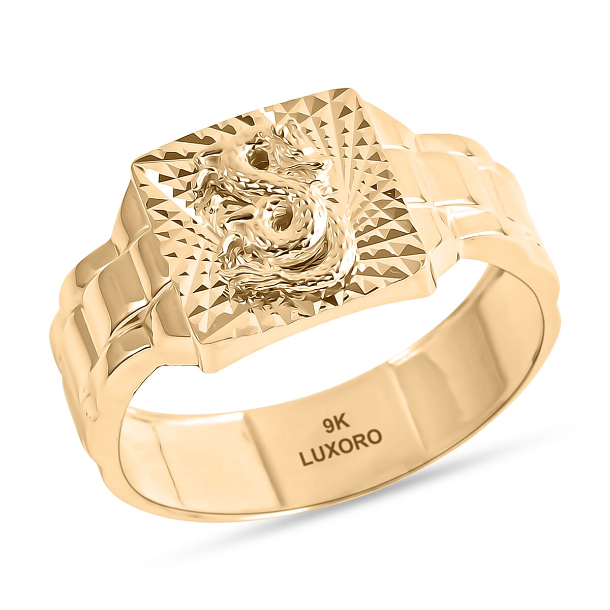Gold Legacy Collection - 9K Yellow Gold Dragon Signet Ring