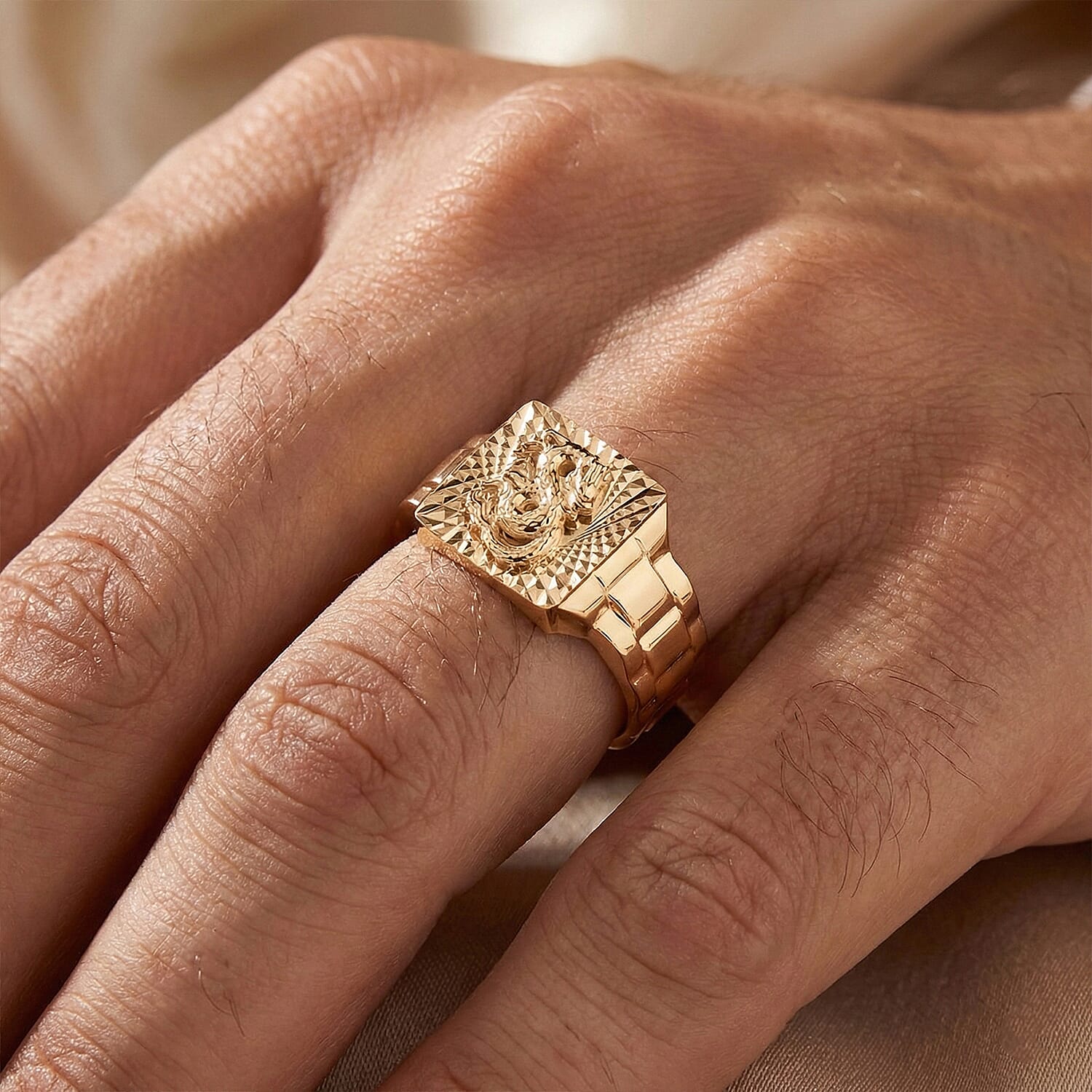 Gold Legacy Collection - 9K Yellow Gold Dragon Signet Ring