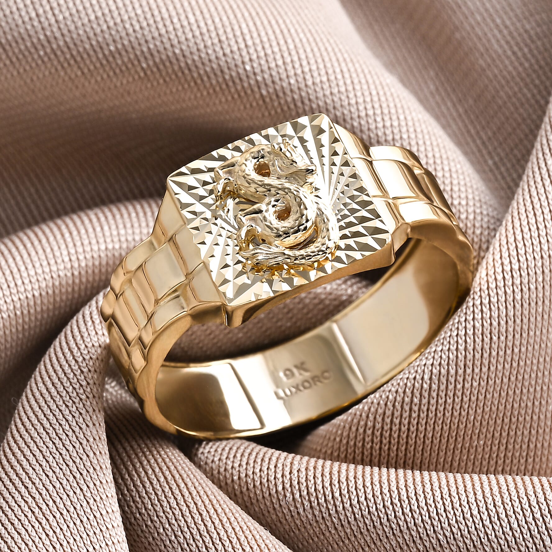 Gold Legacy Collection - 9K Yellow Gold Dragon Signet Ring