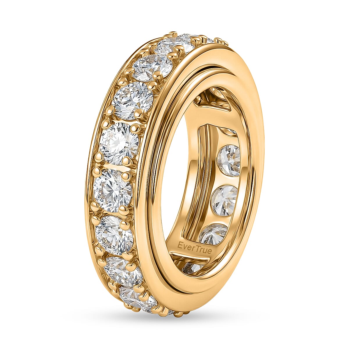 EverTrue - White Cubic Zirconia Eternity Band Ring in Yellow Gold Tone 7.85 Ct.