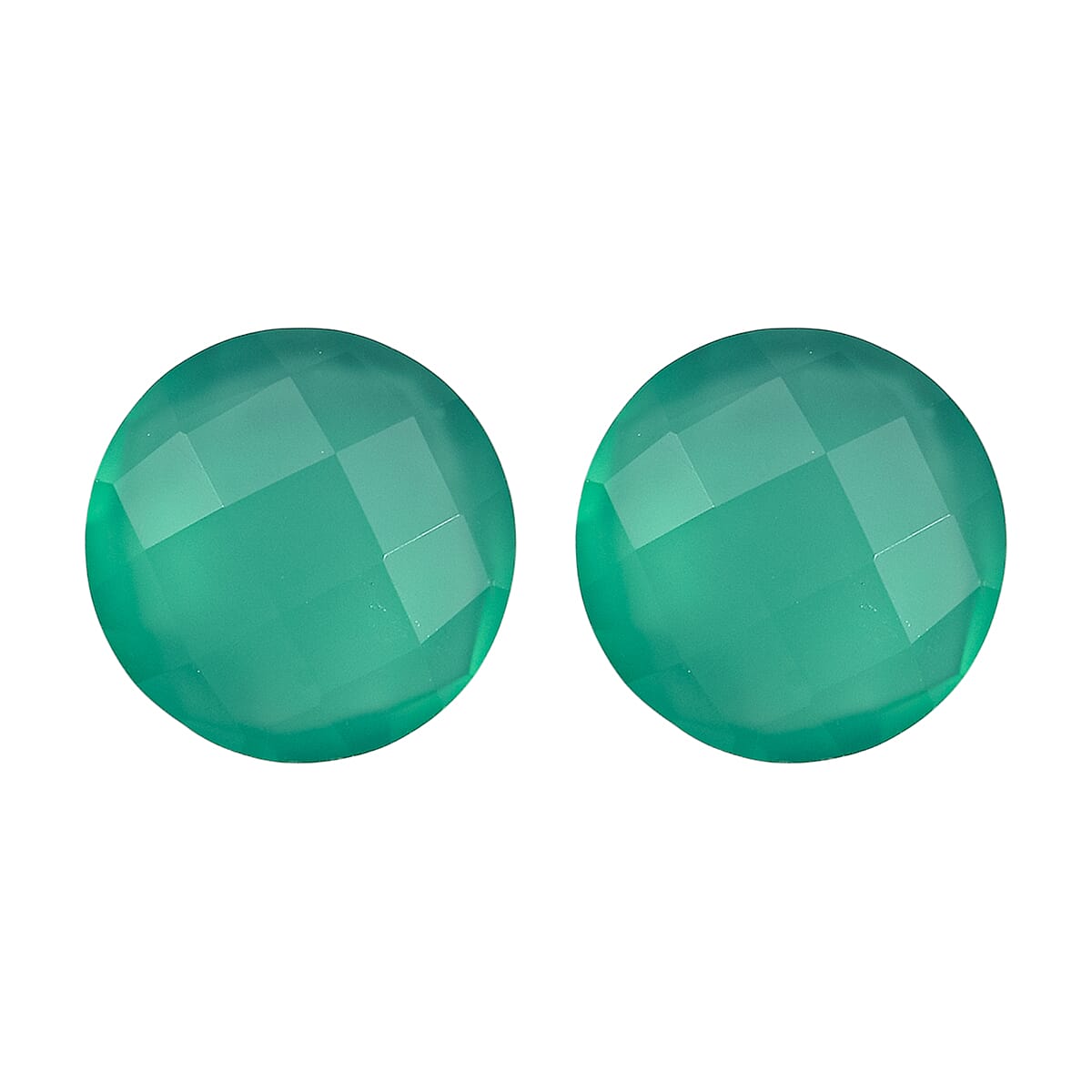 Set Of 2 Green Onyx Round 8 mm Gemstone, 2.99 Ct