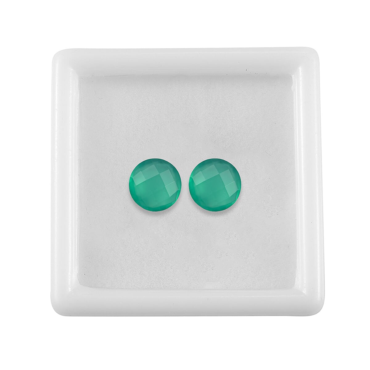 Set Of 2 Green Onyx Round 8 mm Gemstone, 2.99 Ct