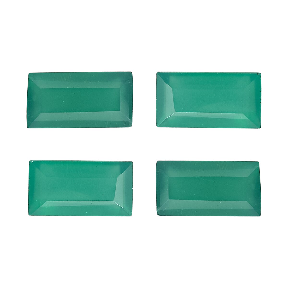 Set Of 4 Green Onyx Baguette 8X4 mm Gemstone, 3.62 Ct