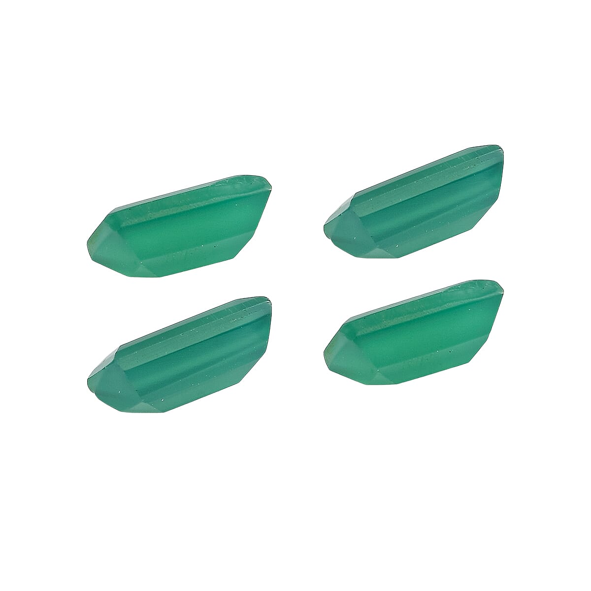 Set Of 4 Green Onyx Baguette 8X4 mm Gemstone, 3.62 Ct
