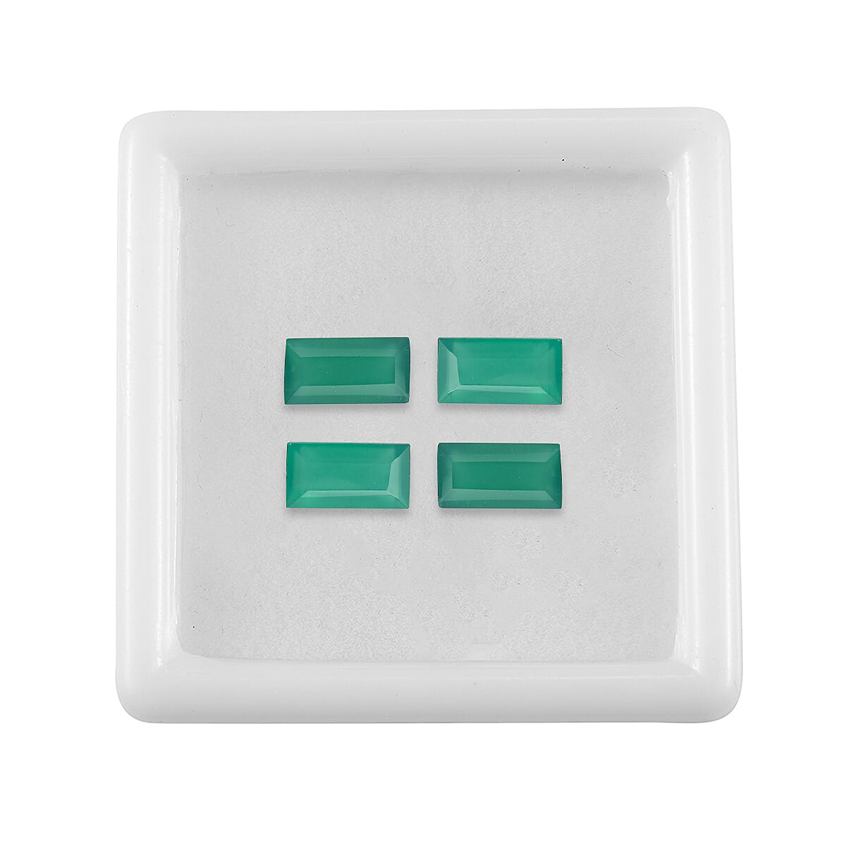 Set Of 4 Green Onyx Baguette 8X4 mm Gemstone, 3.62 Ct