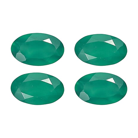Set Of 4 Green Onyx Oval Cut Cut 5X3 mm Gemstone, 0.79 Ct