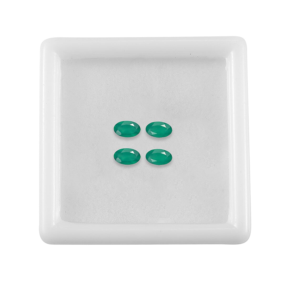 Set Of 4 Green Onyx Oval Cut Cut 5X3 mm Gemstone, 0.79 Ct
