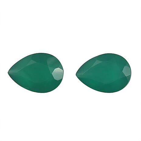 Set Of 2 Green Onyx Pear 7X5 mm Gemstone, 1.18 Ct