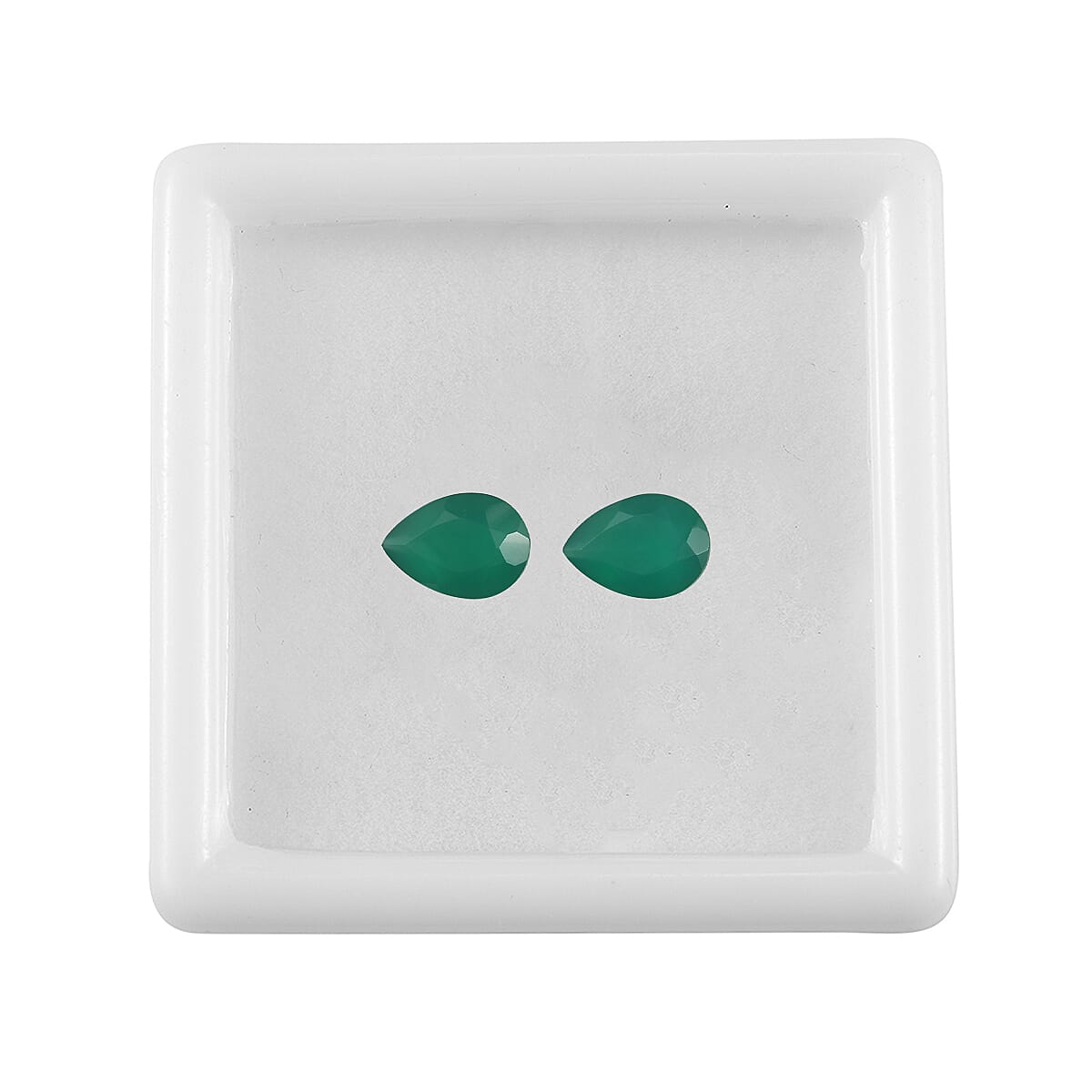 Set Of 2 Green Onyx Pear 7X5 mm Gemstone, 1.18 Ct