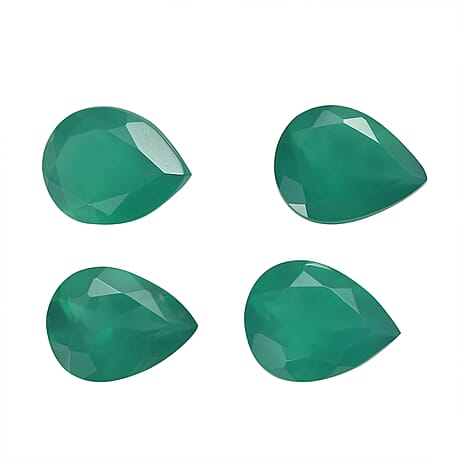 Set Of 4 Green Onyx Pear 9X7 mm Gemstone, 5.94 Ct