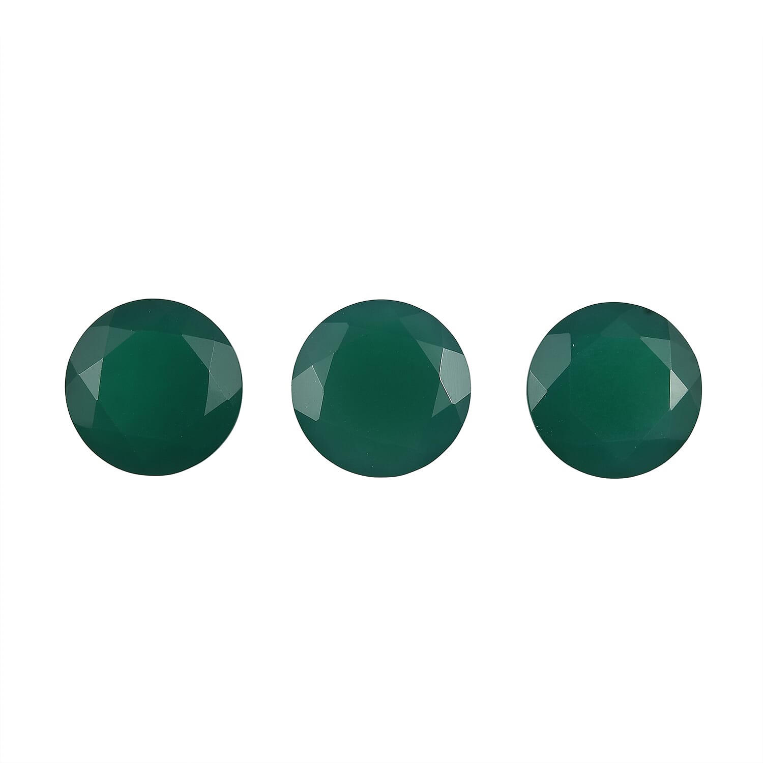 Set Of 3 Green Onyx Round 8 mm Gemstone, 4.76 Ct