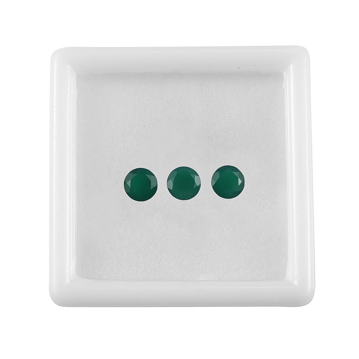 Set Of 3 Green Onyx Round 8 mm Gemstone, 4.76 Ct