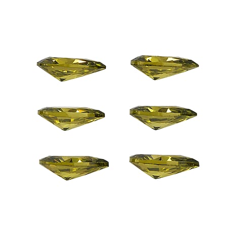 Set Of 6 Peridot Cubic Zirconia Pear 5X3 mm Gemstone, 1.85 Ct