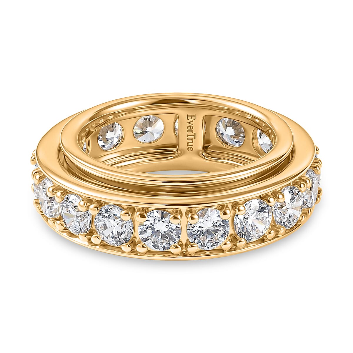 EverTrue - White Cubic Zirconia Eternity Band Ring in Yellow Gold Tone 8.30 Ct.
