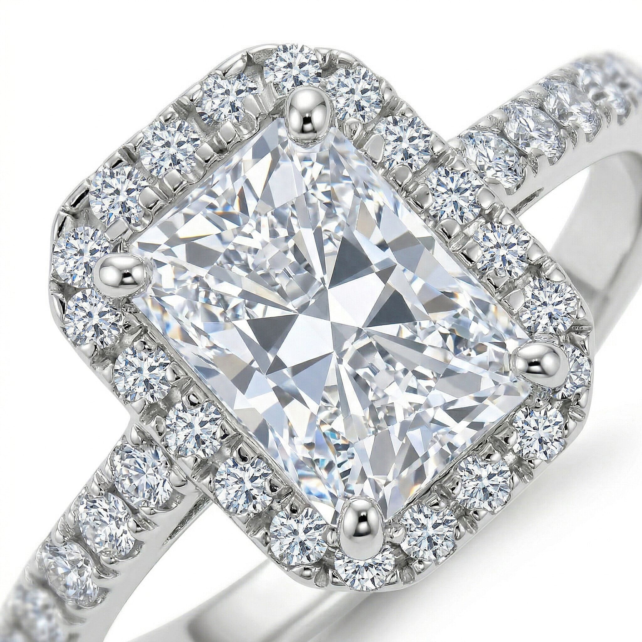 Luxuriant Lab Grown Diamond Halo Ring in Sterling Silver