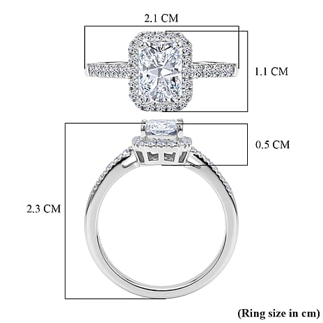 Luxuriant - SGL Certified SI-G-H Lab Grown Diamond Cushion Cut Halo Ring in Rhodium Overlay Sterling Silver 1.26 Ct.