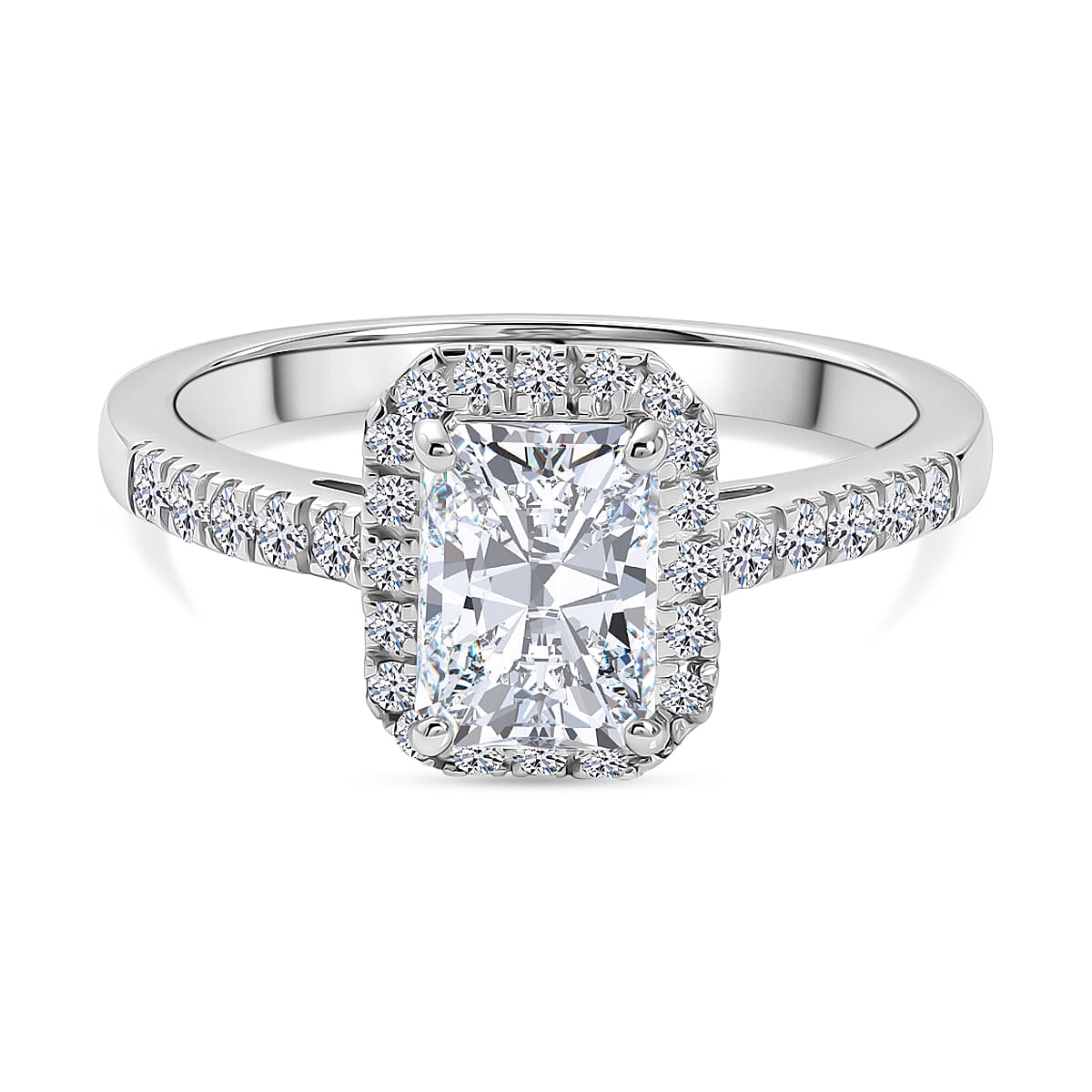 Luxuriant Lab Grown Diamond Halo Ring in Sterling Silver