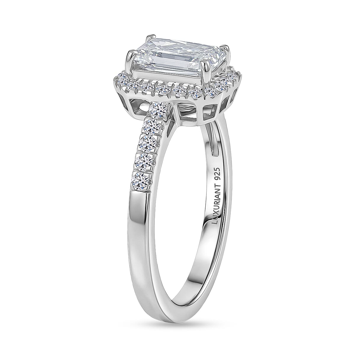 Luxuriant Lab Grown Diamond Halo Ring in Sterling Silver