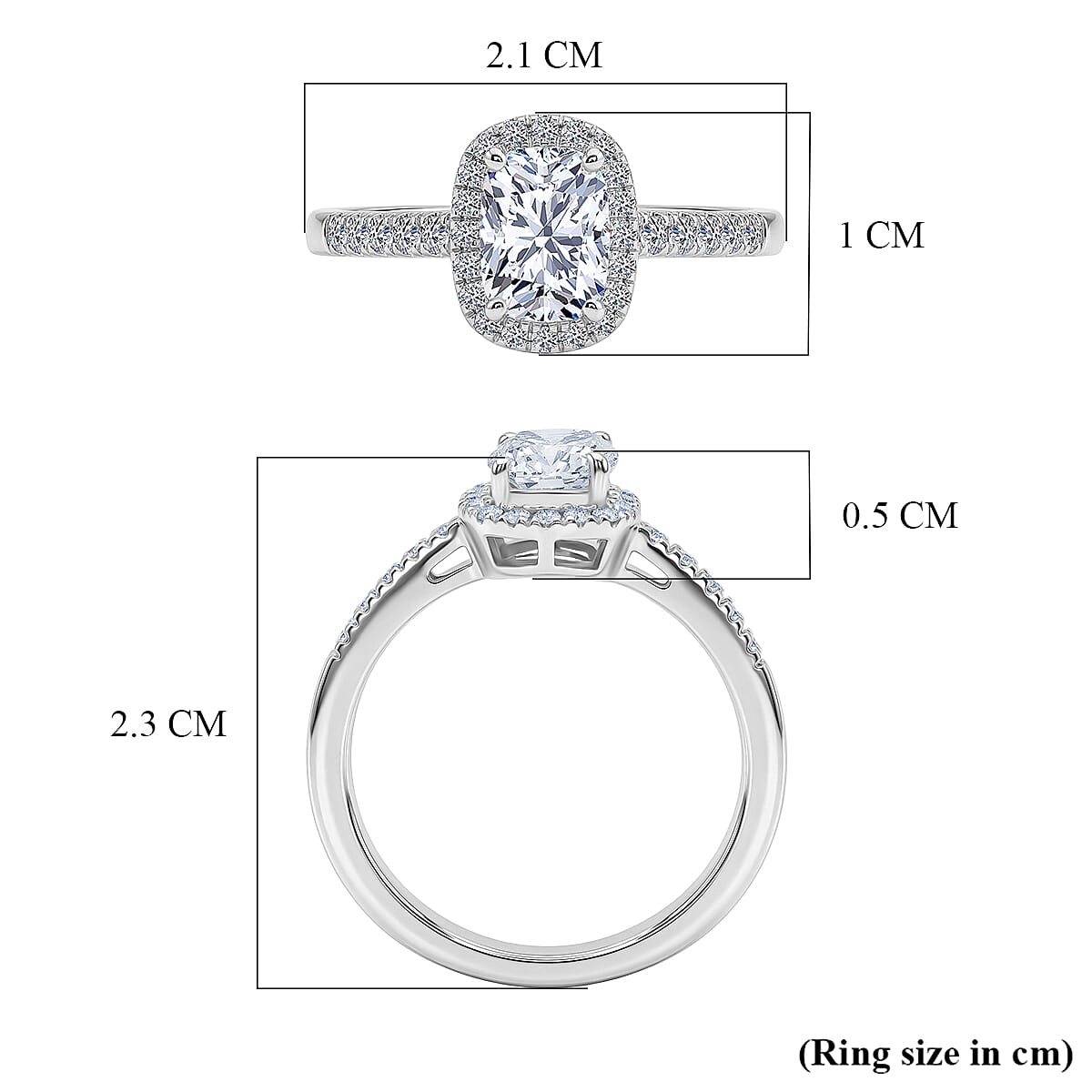 Luxuriant Lab Grown Diamond Halo Ring in Sterling Silver