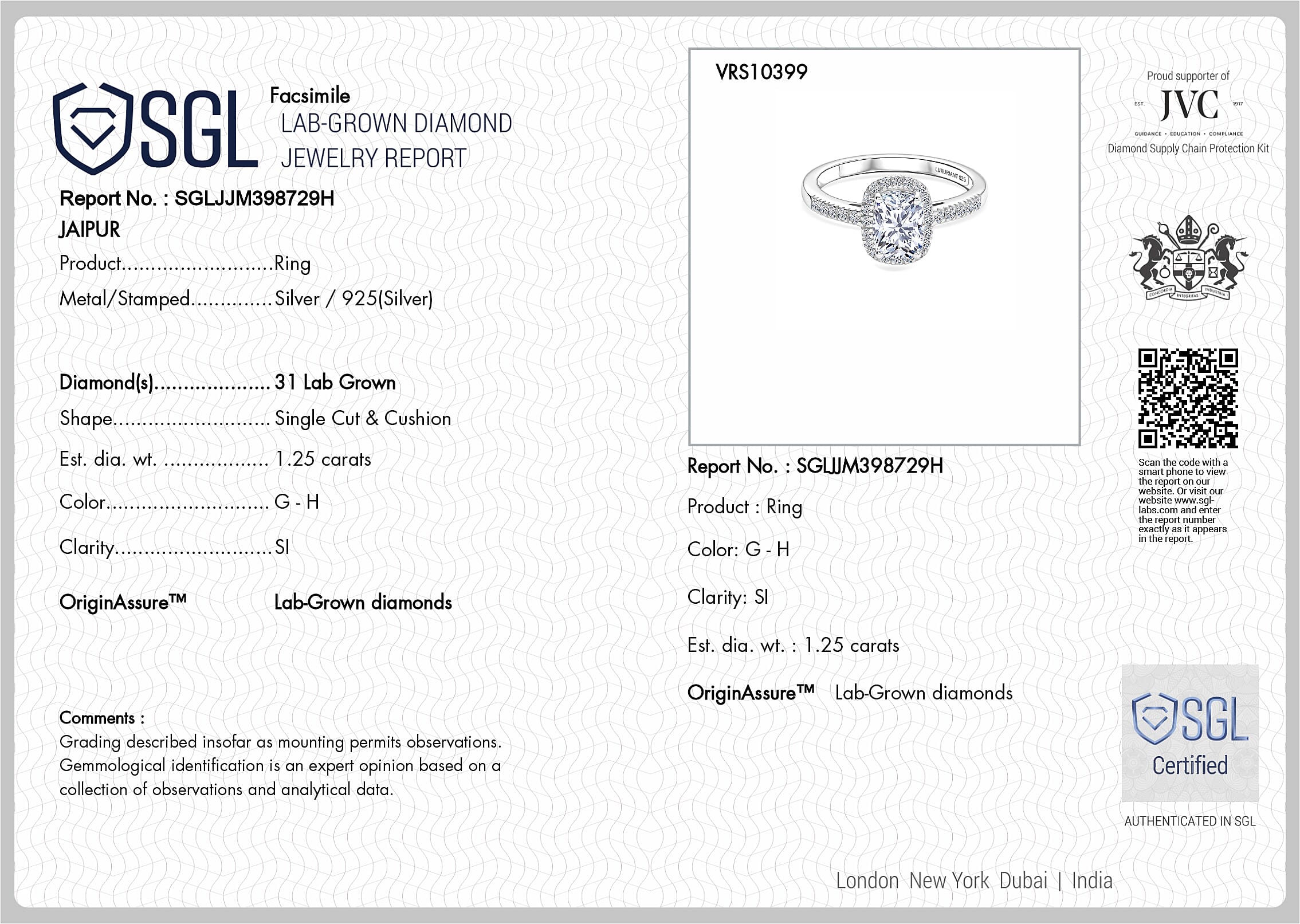 Luxuriant Lab Grown Diamond Halo Ring in Sterling Silver