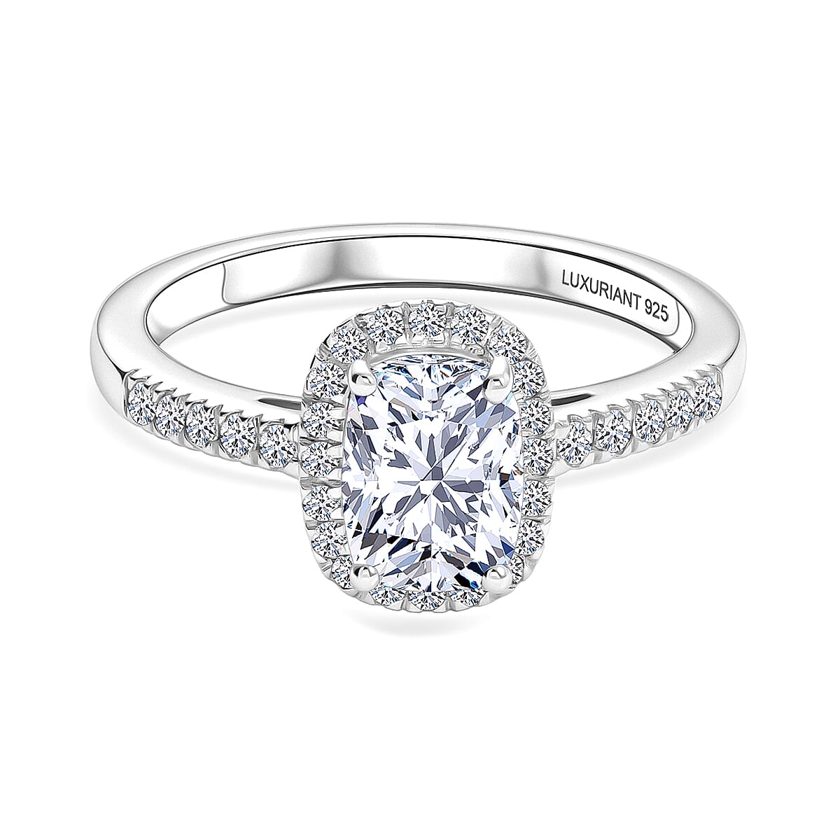 Luxuriant Lab Grown Diamond Halo Ring in Sterling Silver