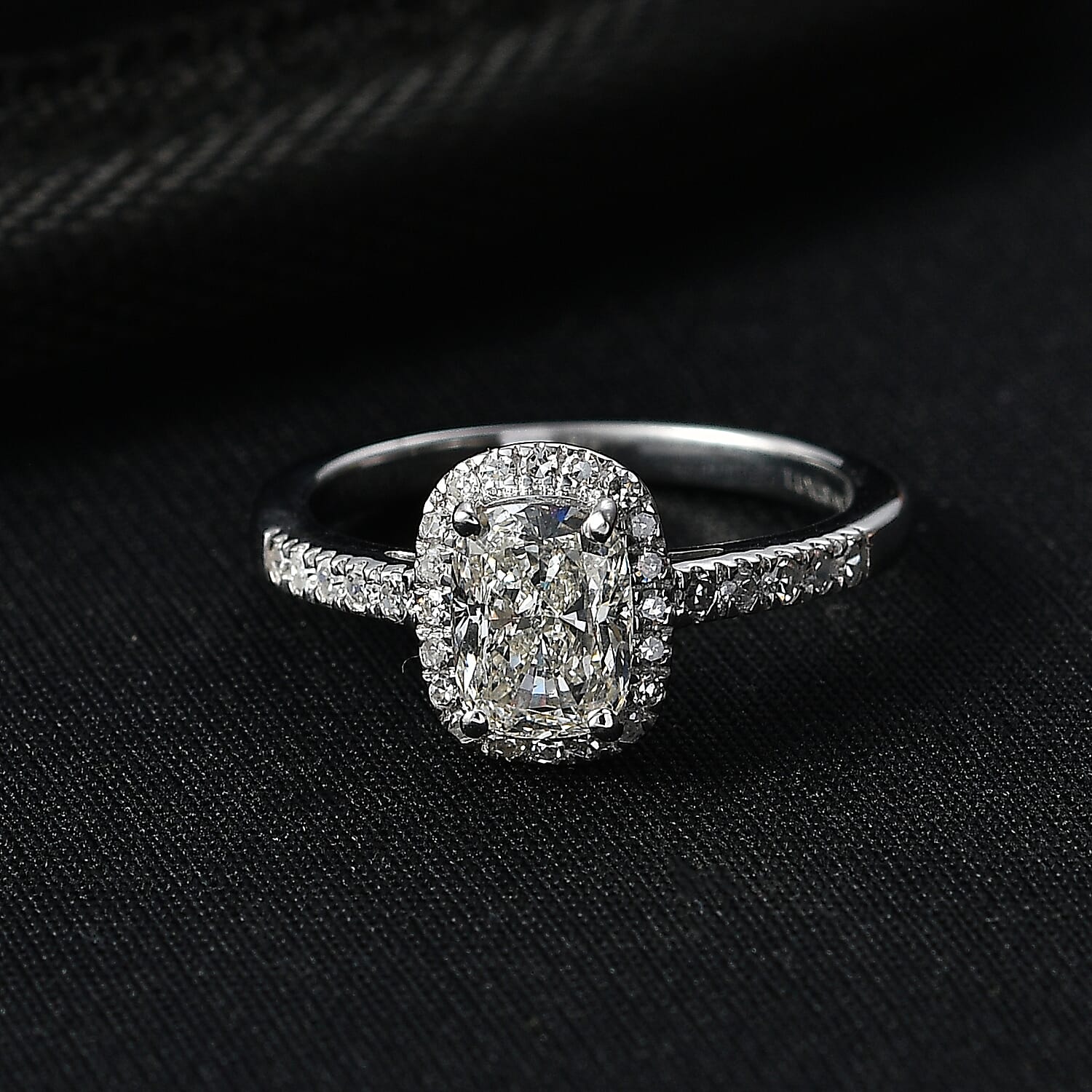 Luxuriant Lab Grown Diamond Halo Ring in Sterling Silver