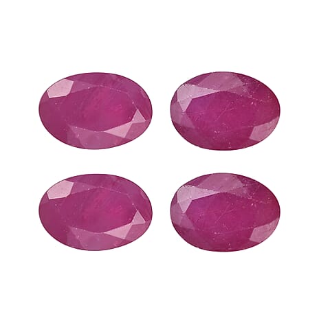 Set Of 4 Raipur Ruby Oval Cut Cut 6X4 mm Gemstone, 2.51 Ct