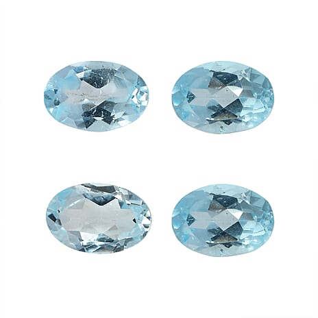 Set Of 4 Skyblue Topaz Oval Cut Cut 6X4 mm Gemstone, 2.16 Ct