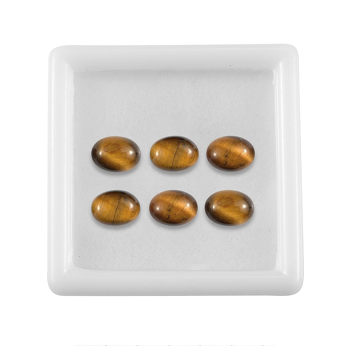 Set Of 6 Tigers Eye Oval Cut Cut 8X6 mm Gemstone, 8.11 Ct