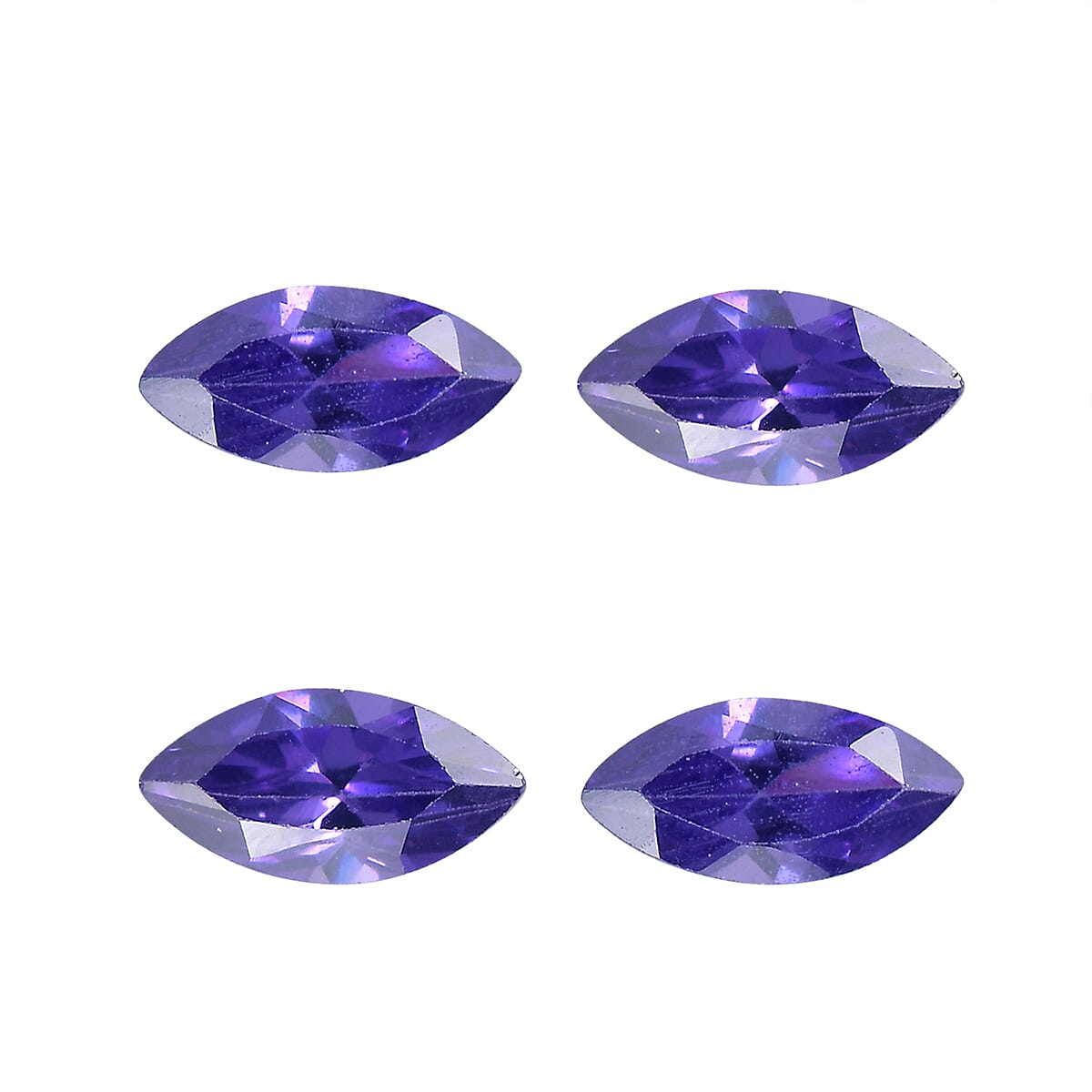 Set Of 4 Blue Cubic Zirconia Marquee 6X3 mm Gemstone, 1.42 Ct