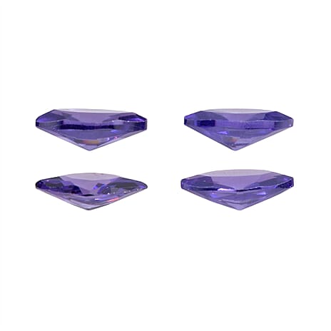 Set Of 4 Blue Cubic Zirconia Marquee 6X3 mm Gemstone, 1.42 Ct
