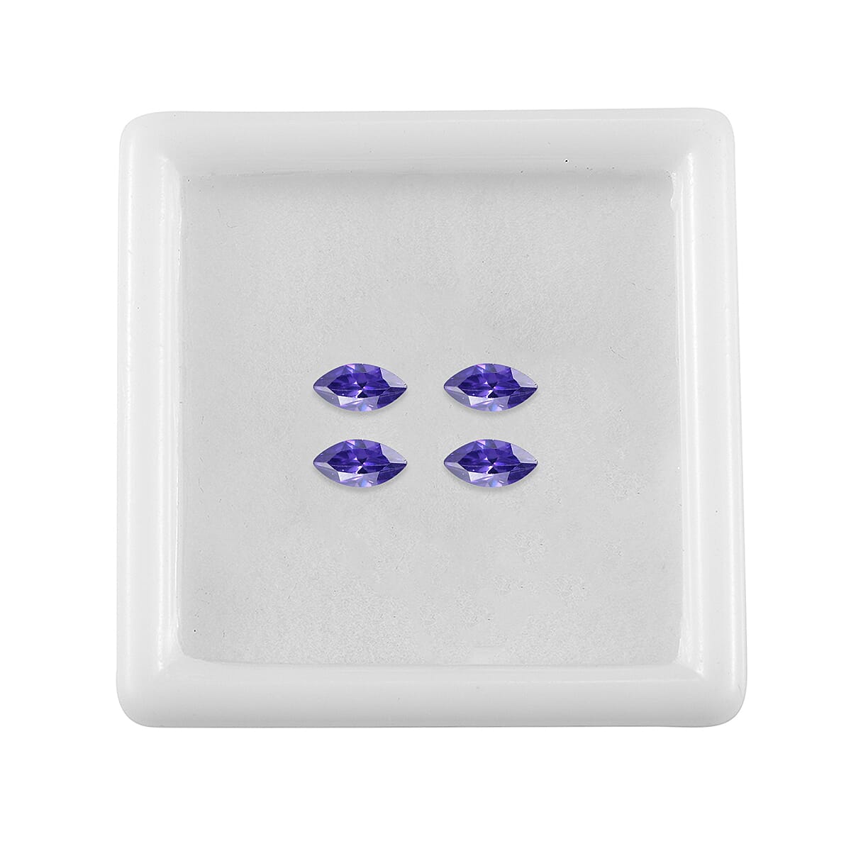 Set Of 4 Blue Cubic Zirconia Marquee 6X3 mm Gemstone, 1.42 Ct