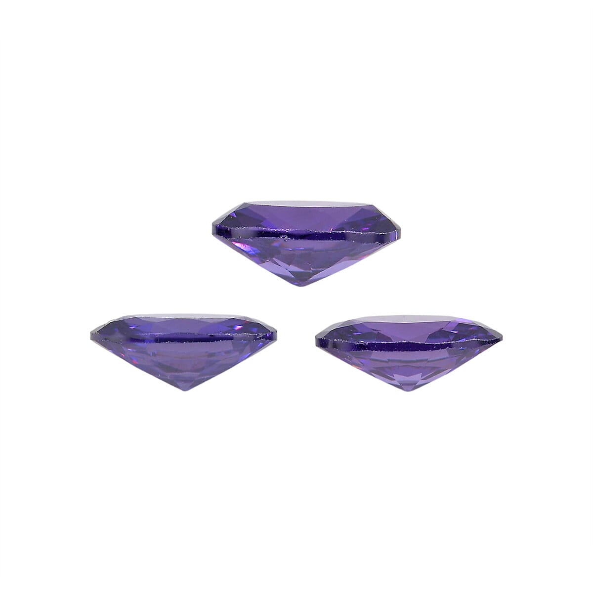 Set Of 3 Blue Cubic Zirconia Oval Cut Cut 6X4 mm Gemstone, 2.06 Ct