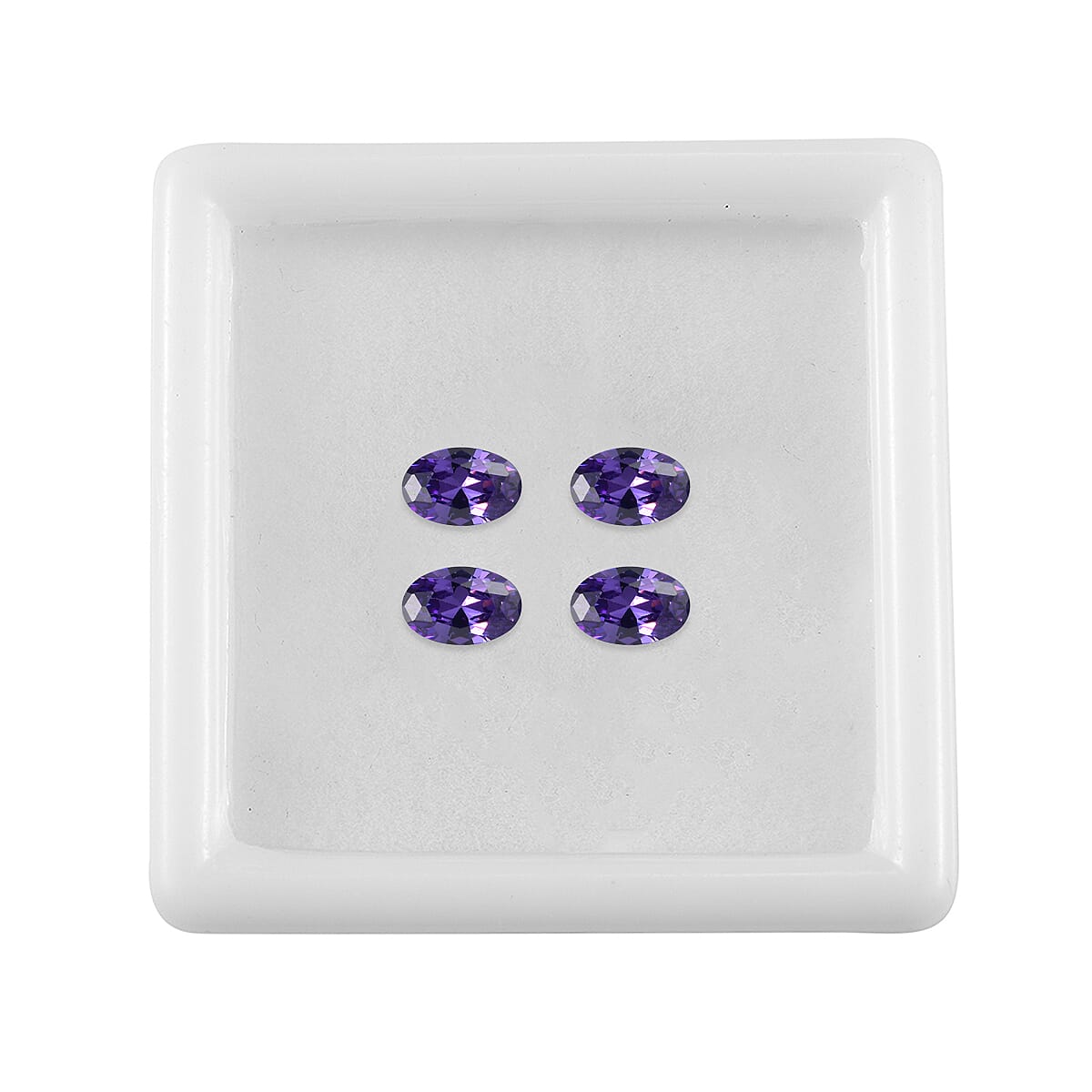 Set Of 3 Blue Cubic Zirconia Oval Cut Cut 6X4 mm Gemstone, 2.06 Ct