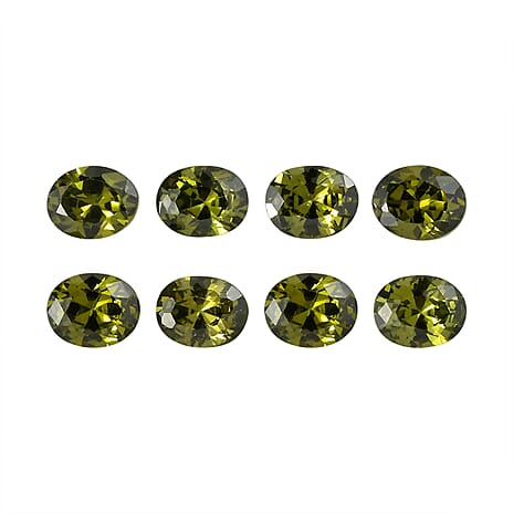 Set Of 8 Peridot Cubic Zirconia Oval Cut Cut 5X4 mm Gemstone, 4.39 Ct