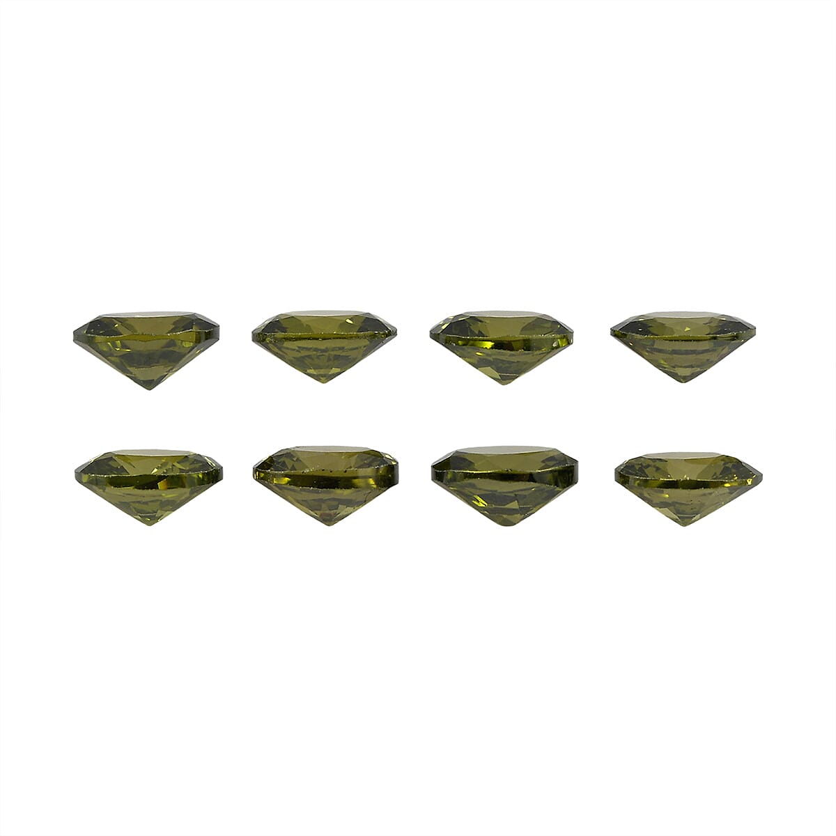 Set Of 8 Peridot Cubic Zirconia Oval Cut Cut 5X4 mm Gemstone, 4.39 Ct