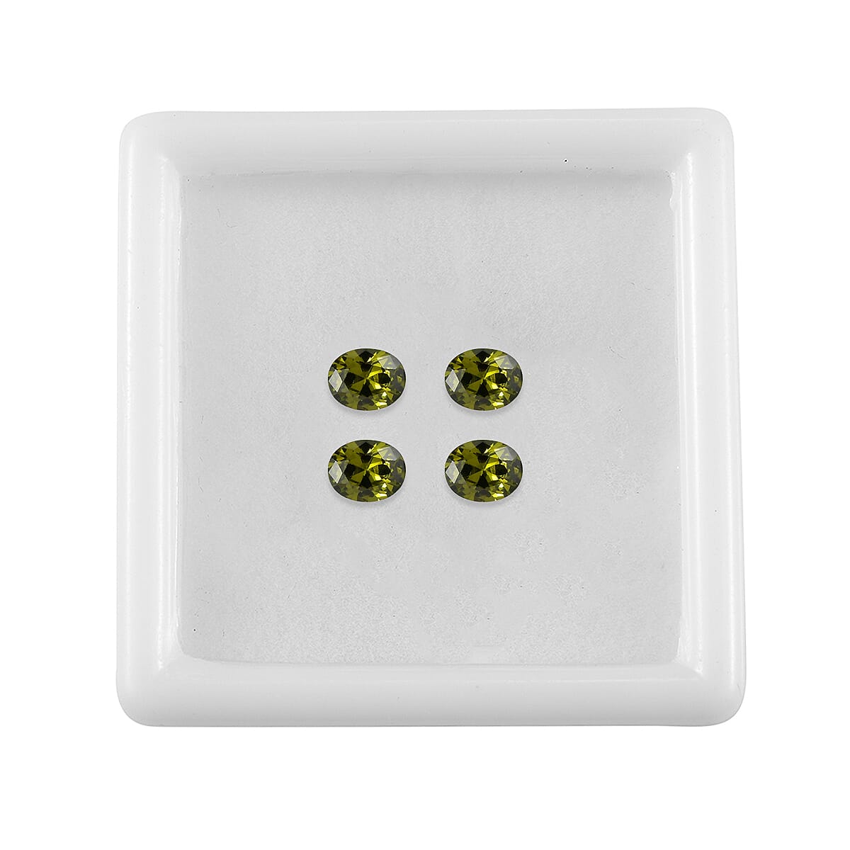 Set Of 8 Peridot Cubic Zirconia Oval Cut Cut 5X4 mm Gemstone, 4.39 Ct