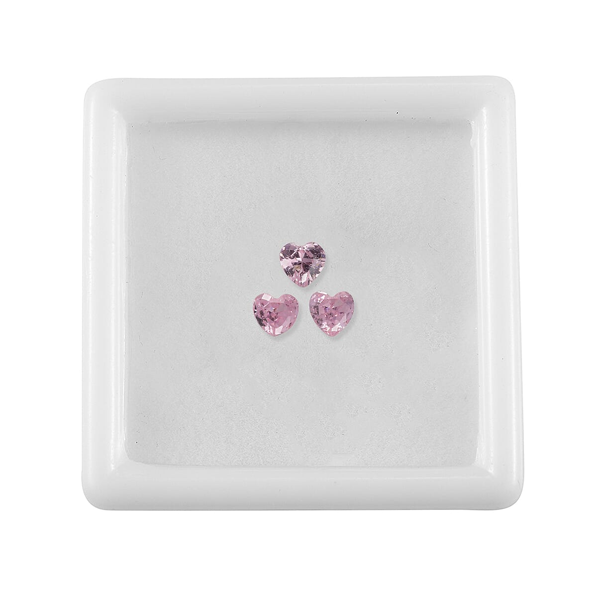 Set Of 3 Pink Cubic Zirconia Heart 4 mm Gemstone, 1.23 Ct